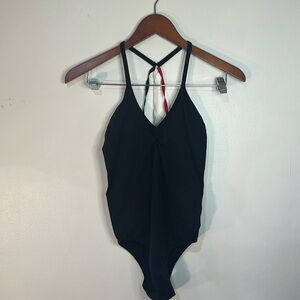 tommy hilfiger seamless strappy back bodysuit black red white blue small